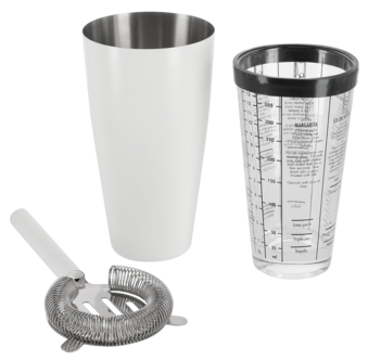 Cocktailshaker i glas och metall