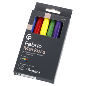 Tekstiilitussi, pyöreä kärki, 6 kpl