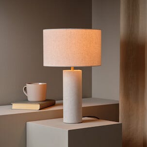Northlight Edvin bordslampa med linneskärm, 40,5 cm