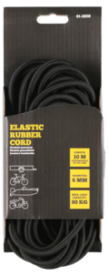 Elastisk gummistrikk, svart, 6 mm x 10 m