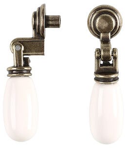 Porslinsknopp vit/antik guld, 2-pack