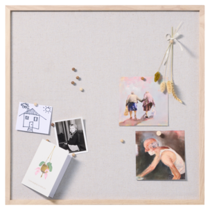 Oppslagstavle i kork, lin og tre, 60x60 cm