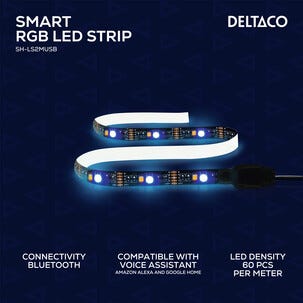 Deltaco Smart LED-lista, RGB ja USB, 2 m