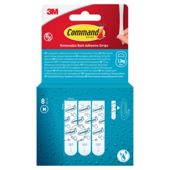 Command selvklebende strips M, bad, 1,3 kg, 8-pakning