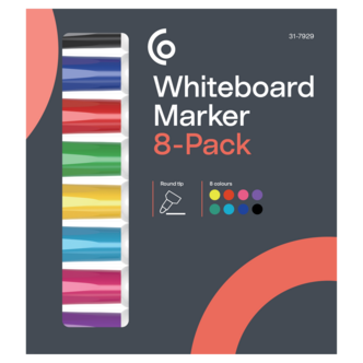 Whiteboardpennor rund spets, 8-pack