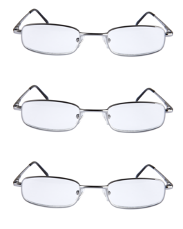 Läsglasögon metall, 3-pack