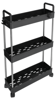 Smal rullvagn med 3 lådor, svart