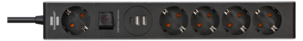 Brennenstuhl 5-vägs grenuttag USB-C och USB-A, 1,5 m