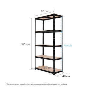 Hylla metall för garage eller förråd, 5 hyllplan