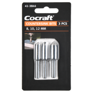 Cocraft försänkare 8, 10 och 12 mm, trä och metall, 3-pack