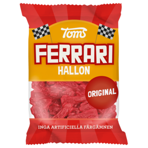 Toms Ferrari vingummi bringebærsmak små biler