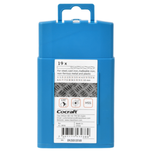 Cocraft borrsats metall 1-10 mm, 19 delar