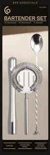 Bartendersett i rustfritt stål, 3 deler