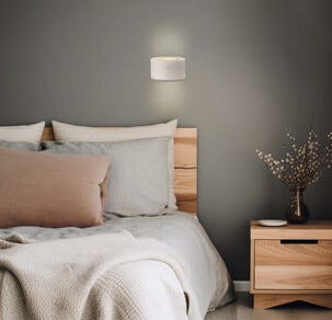 Vegglampe opp/ned oppladbar, dimbar LED, USB, hvit