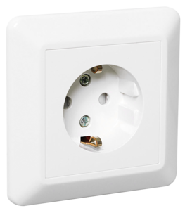 Elko RS infällt vägguttag jordat, 1-vägs, Nordic Renvit