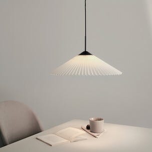 Northlight Ines plissert taklampe hvit, 45 cm