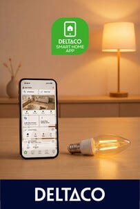 Deltaco Smart Home WiFi dimbar LED-filament E14 4,5 W