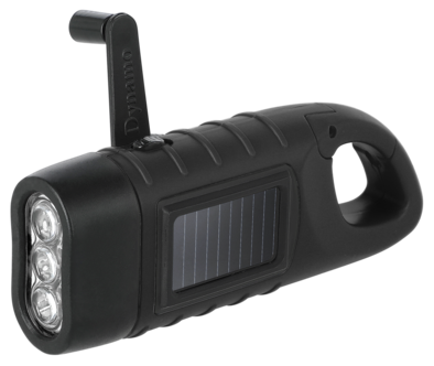 Dynamolampa LED med solcell, svart, 15 lumen