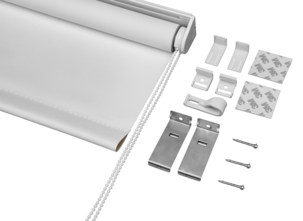 Mörkläggande rullgardin, skruvfri med kulkedja, vit