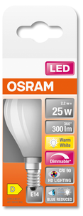 Dimbar klotlampa LED E14 Osram, varmvit