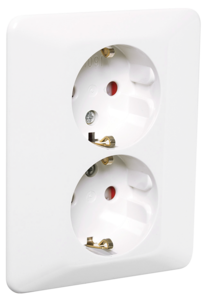 Elko RS 2-veis innfelt stikkontakt med lav profil, IP44, Nordic renhvit