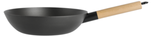 Wokpanna i kolstål med platt botten, 28 cm