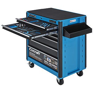 Työkalukaappi, jossa 90 työkalua