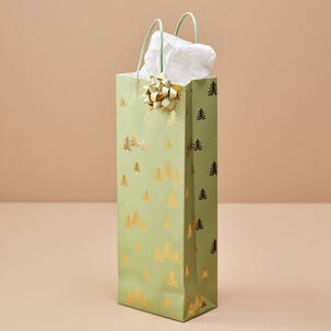 Gaveeske til flaske, jul, grønn og gull 13 x 8,2 x 35,9 cm