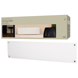 Mill Glass varmeovn, termostat, hvit