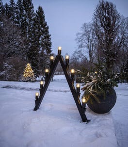 Adventsljusstake utomhus Max 9-armad LED svart metall, 83 cm