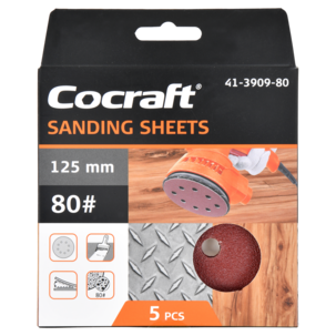 Cocraft sandpapper kardborre, sliprondell 125 mm, 5-pack