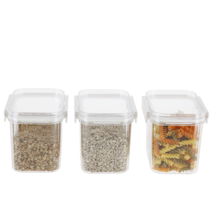 Oppbevaringsbokser plast, stabelbare, 0,8 l, 3-pakning