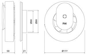Pax Calima badrumsfläkt fuktstyrd, för vägg och tak