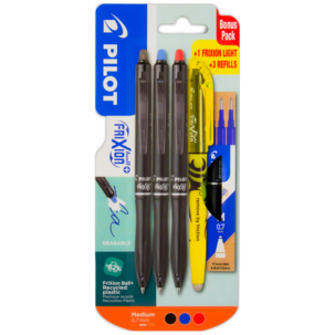 Pilot Frixion Clicker 3-pack med refill och överstrykningspenna