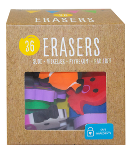 Viskelær i blandede farger, 36-pack