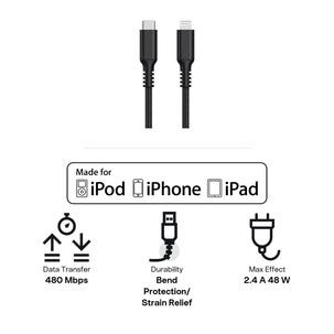 Tygklädd USB-C till Lightning laddkabel för iPhone 3m Clas Ohlson