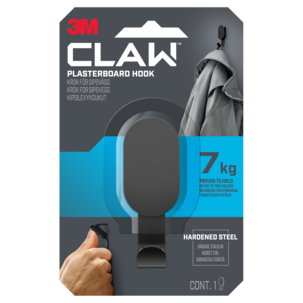 3M Claw krok för gipsvägg svart, 7 kg, 1-pack