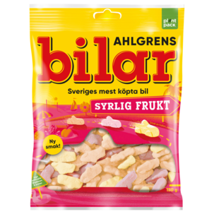 Ahlgrens Bilar syrlig frukt, 100 g