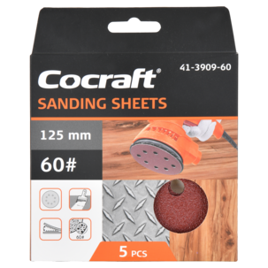 Cocraft sandpapper kardborre, sliprondell 125 mm, 5-pack