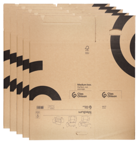 Flyttlåda med handtag, medium 51 x 30,5 x 44,5 cm, 5-pack