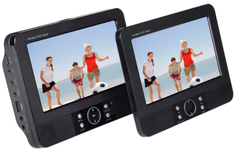 7" DVD/MPEG4-spelare med dubbla skärmar