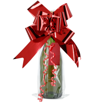 Presentförpackning flaska röd med rosett, 2-pack