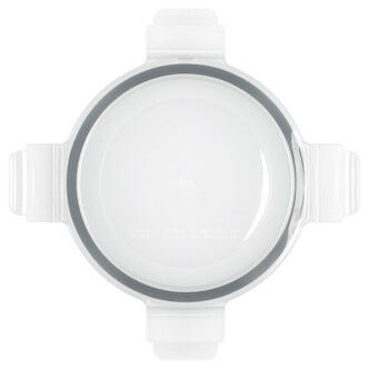 Lock med snäpplås till rund matlåda glas