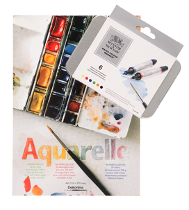 Akvarellilehtiö ja kynät