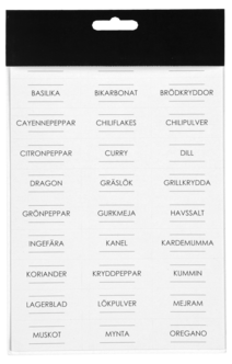 Etiketter till burkar, kryddor och torrförvaring