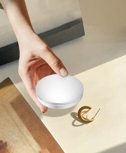 Fickspegel med belysning, laddningsbar, vit