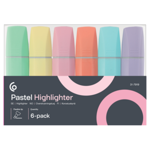 Överstrykningspenna pastell, 6-pack