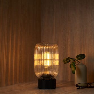 Batteridrevet bærbar bordlampe i glass, oppladbar