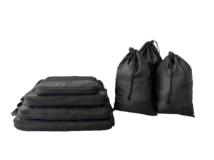 Packkuber och skopåsar reseförvaring, svarta, 7-pack