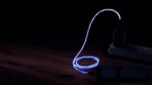 USB-A til USB-C ladekabel med lyseffekt, 1 m